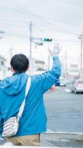 貝沢地区で辻立ちを行いました